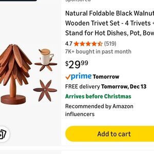 Final Sale! Natural black walnut trivet set